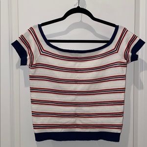 American Eagle Striped Off The Shoulder Shirt